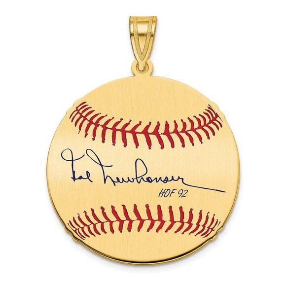 14K Gold Plated Hal Newhouser Signature MD Enamel Baseball Pendant